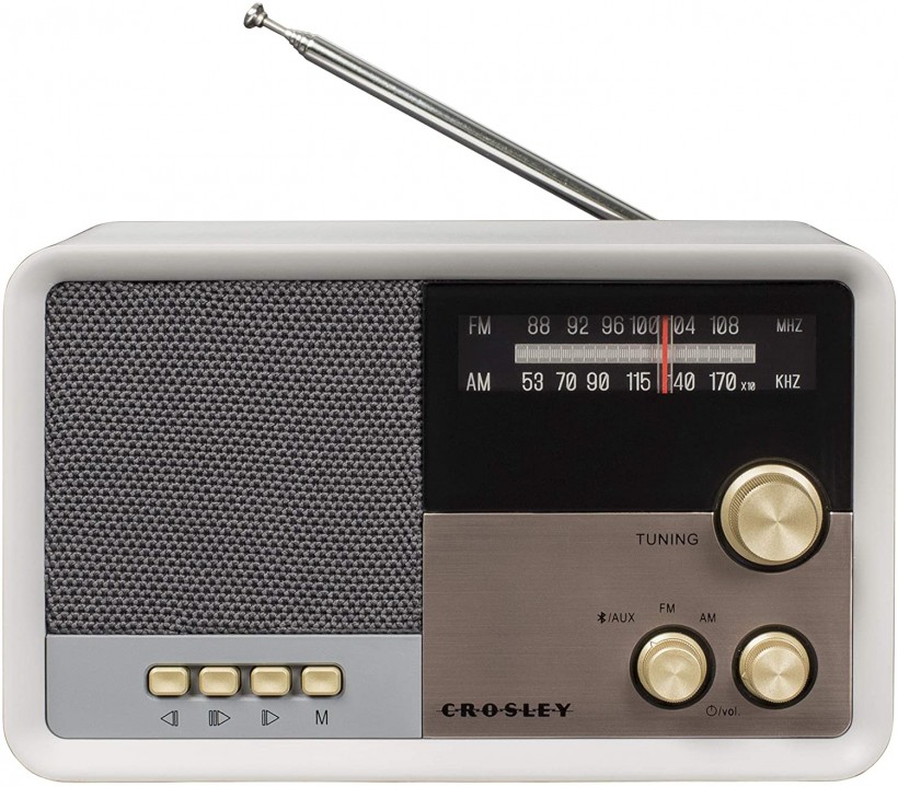 Crosley CR3036D Tribute Vintage AM/FM Bluetooth Radio, White Sand