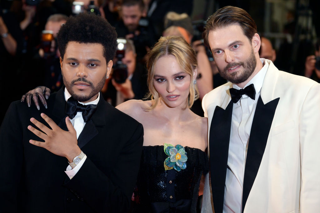 Abel Tesfaye, Lily-Rose Depp, Sam Levinson at the 76th Annual Cannes Film Festival at Palais des Festivals on May 22, 2023 in Cannes, France