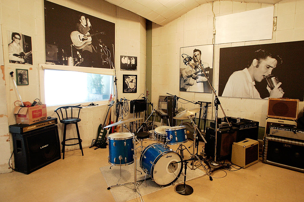 The interior of the Sun Studios is seen during Elvis Week 2005 August 13, 2005 in Memphis, Tenn. Sun Studios are famous by the fact that Elvis made his first recordings early in 1950s there. The microphone is original to the studio and was used by Elvis. 