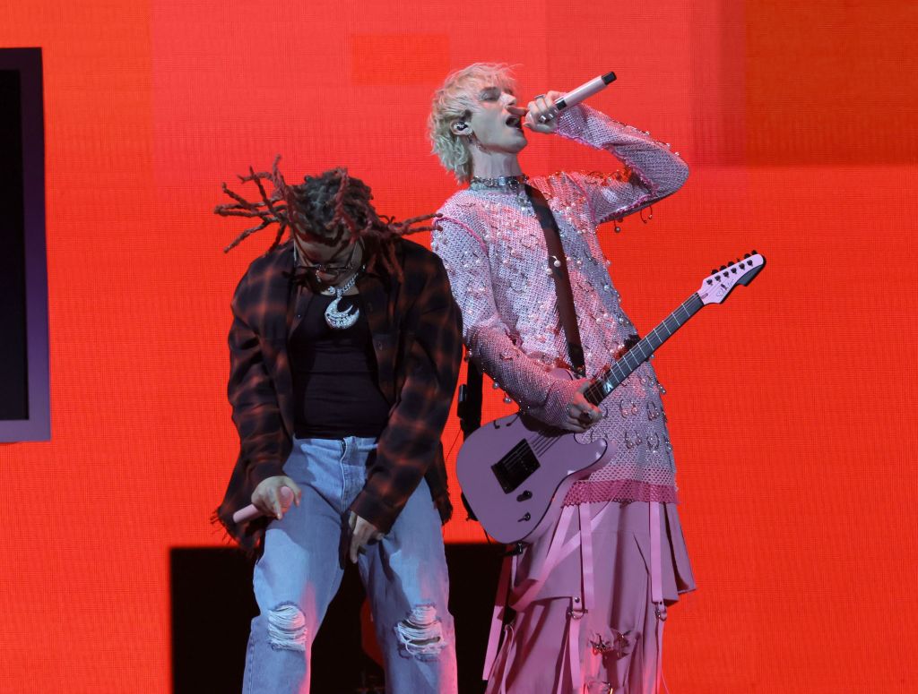 Trippie Redd and MGK Perform during the Bud Light Super Bowl Music Festival 