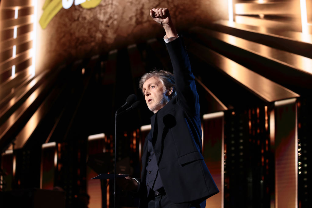 Paul McCartney speaks onstage during the 36th Annual Rock & Roll Hall Of Fame Induction Ceremony at Rocket Mortgage Fieldhouse on October 30, 2021 in Cleveland.