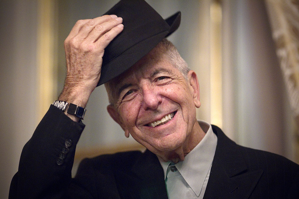  Leonard Cohen takes off his hat to salute on January 16, 2012 in Paris. 