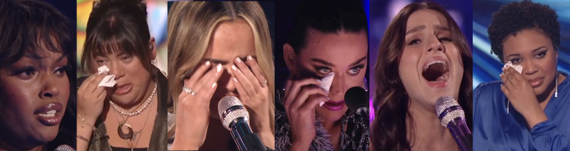 'American Idol' contestants Nya, Julia Gagnon Kaibrienne, Abi Carter, and Jayna Elise, along with judge Katy Perry, got emotional during the first public vote reveal of Season 22.
