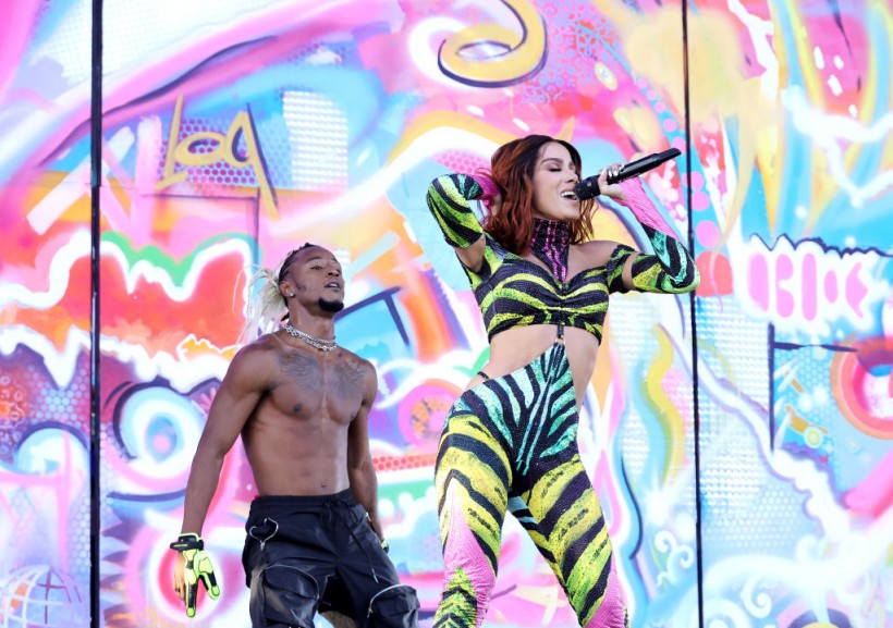 Anitta performs at Coachella 2022 wearing a Cavalli catsuit.