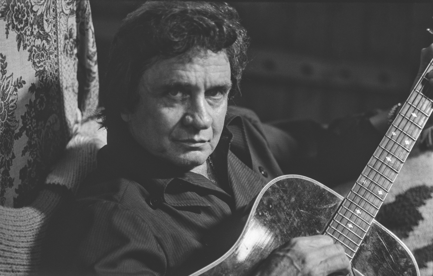 Johnny Cash on the Cash Cabin porch in 1987.