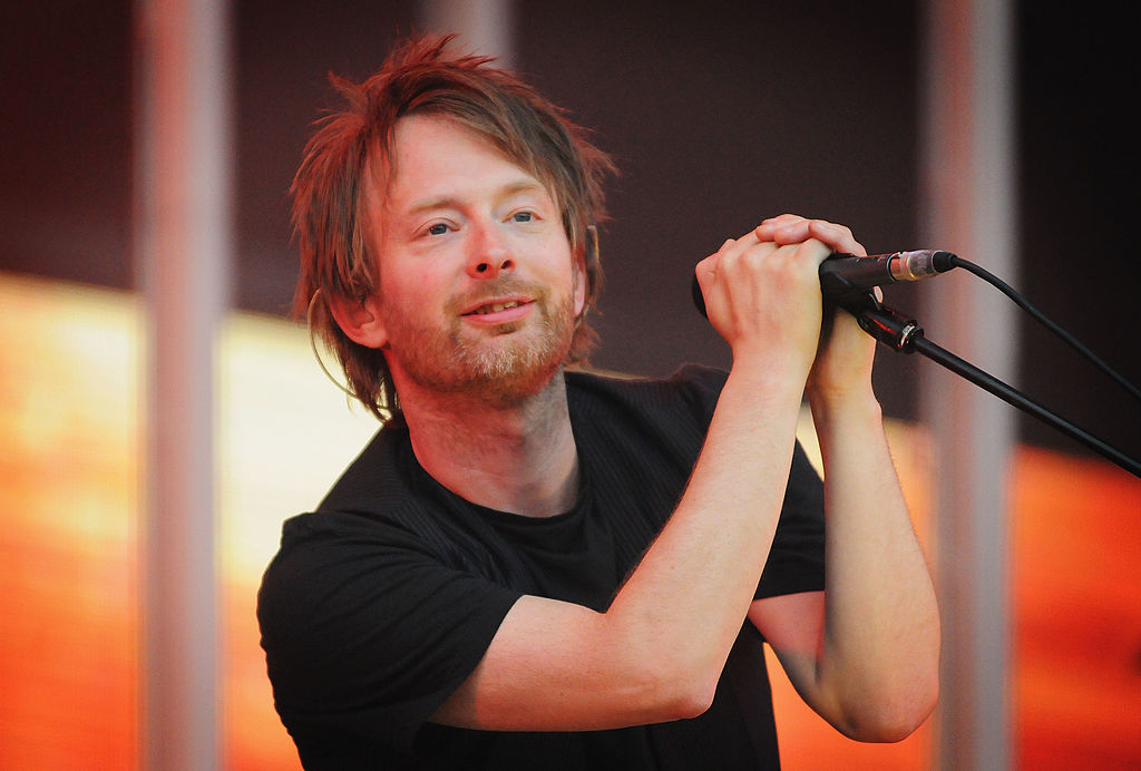 Thom Yorke of Radiohead performs during their first night at Victoria Park, in support of the album 'In Rainbows', on June 24, 2008 in London.
