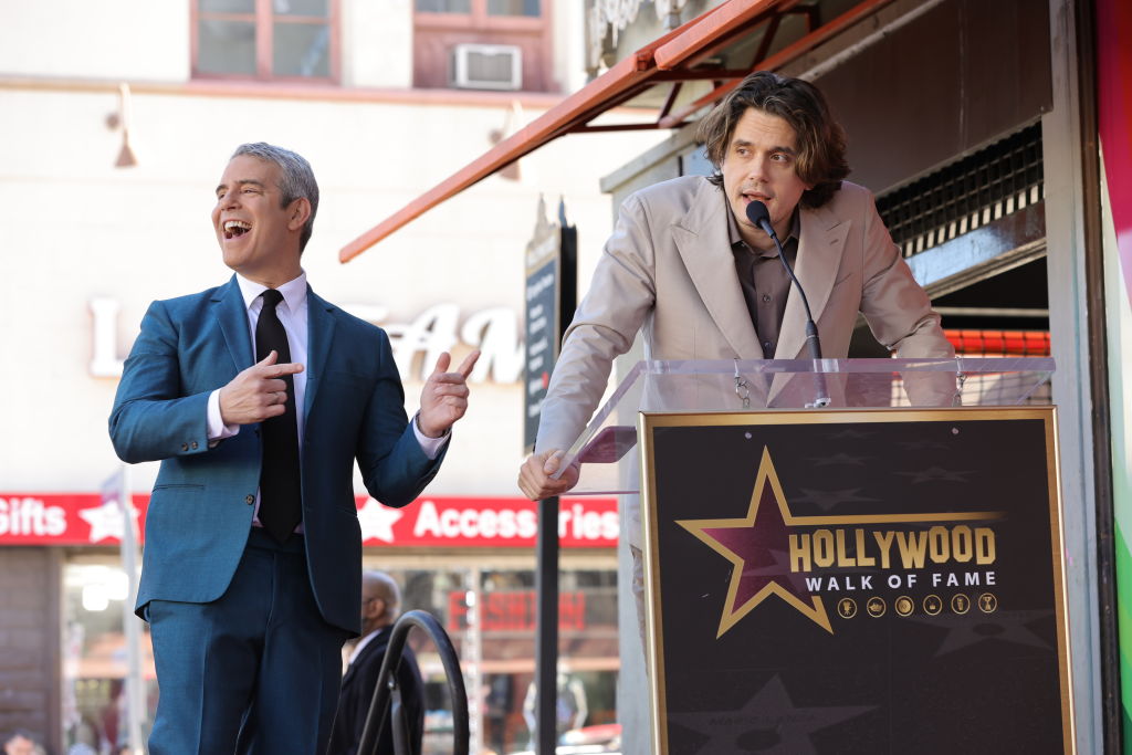 Andy Cohen and John Mayer attend the Hollywood Walk of Fame Star Ceremony for Andy Cohen on February 04, 2022 in Hollywood, Calif. Amy Sussman/Getty Images