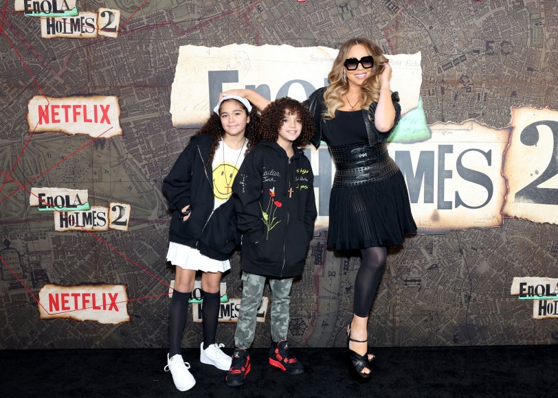 Mariah Carey and her children, Monroe and Moroccan. 