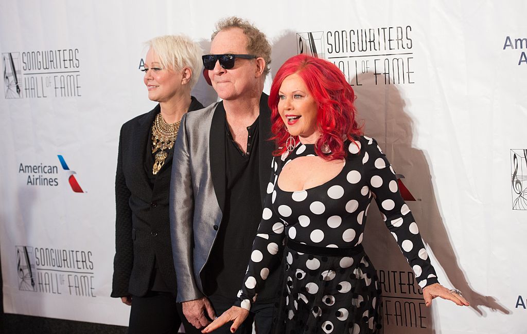 The B-52s members Cindy Wilson (L), Fred Schneider (C) and Kate Pierson arrive at the red carpet for the Songwriters Hall of Fame 2016 47th Annual Induction and Awards Gala, June 9, 2016 in New York.