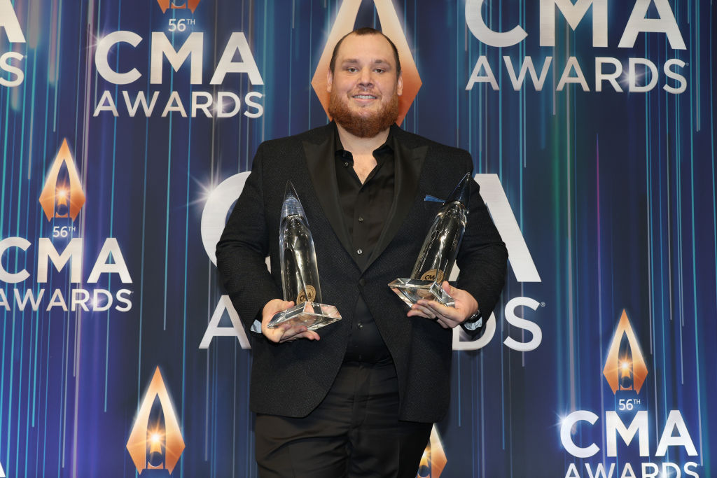 Luke Combs poses in the press room during The 56th Annual CMA Awards