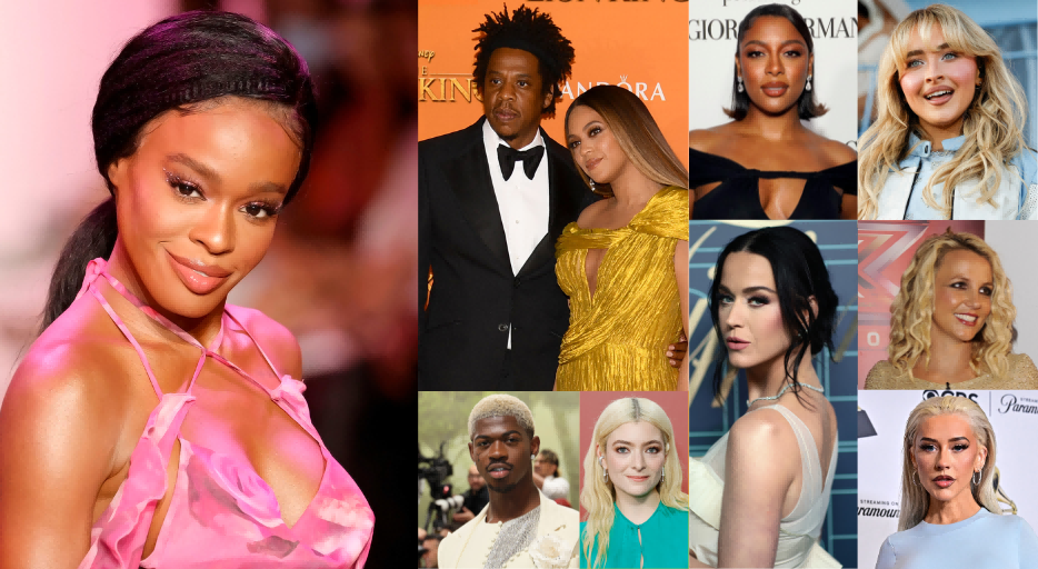 Azealia Banks, Beyonce, Jay-Z, Victoria Monet, Sabrina Carpenter, Lil Nas X, Lorde, Katy Perry, Britney Spears, Christina Aguilera