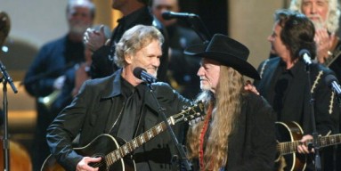 Kris Kristofferson (left) and Willie Nelson appear at the Grand Ole Opry. 