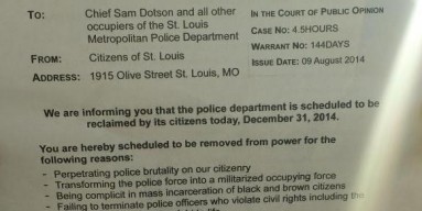 Eviction notice to STL Police - Twitter