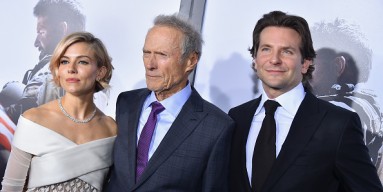 Sienna Miller with Clint Eastwood and Bradley Cooper at the premiere of 'American Sniper'