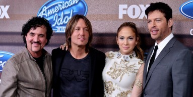 Scott Borchetta (left) with the American Idol judges