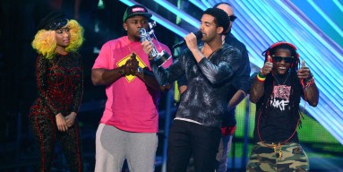 Nicki Minaj, Drake and Lil Wayne during the 2012 MTV Video Music Awards