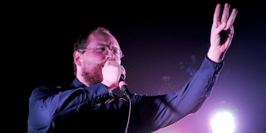 Musician Dan Deacon performs during The Reflector Tour at The Forum on August 2, 2014 in Inglewood, California.