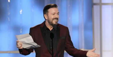  Host Ricky Gervais onstage during the 69th Annual Golden Globe Awards 