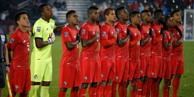 Team Panama observes their national anthem before facing the United States during 2015 CONCACAF Olympic Qualifying at Dick's Sporting Goods Park on October 6, 2015 in Commerce City, Colorado. The United States defeated Panama 4-0. 