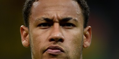 Neymar of Brazil looks on before a match between Brazil and Peru as part of 2018 FIFA World Cup Russia Qualifiers at Arena Fonte Nova on November 17, 2015 in Salvador, Brazil. 