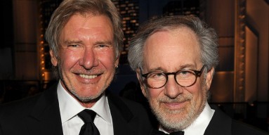  Actor Harrison Ford (L) and AFI Board Member Steven Spielberg pose in the audience during the 38th AFI Life Achievement Award honoring Mike Nichols held at Sony Pictures Studios on June 10, 2010 in Culver City, California. The AFI Life Achievement Award 