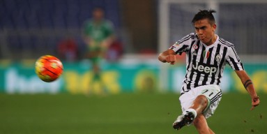 bala of Juventus FC kicks the ball during the Serie A match between SS Lazio and Juventus FC at Stadio Olimpico on December 4, 2015 in Rome, Italy. 