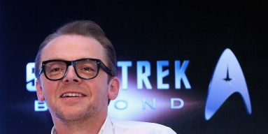  Writer and Actor Simon Pegg attends a press conference promoting 'Star Trek Beyond' at Burj Al Arab on September 30, 2015 in Dubai, United Arab Emirates. 