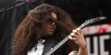 Frontman Claudio Sanchez of Coheed and Cambria performs during Rock in Rio USA at the MGM Resorts Festival Grounds on May 9, 2015 in Las Vegas, Nevada.