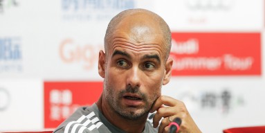 Head coach Pep Guardiola of Bayern looks on during the a press conference at National Stadium in day 1 of the FC Bayern Audi China Summer Pre-Season Tour on July 17, 2015 in Beijing, China. 