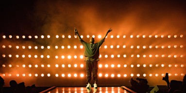 Recording artist Kanye West performs onstage at the 2015 iHeartRadio Music Festival at MGM Grand Garden Arena