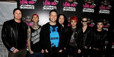Tom DeLonge, Travis Barker, Mark Hoppus, Ray Toro, Gerard Way, Mikey Way and Frank Iero of Blink 182 and My Chemical Romance on May 23, 2011
