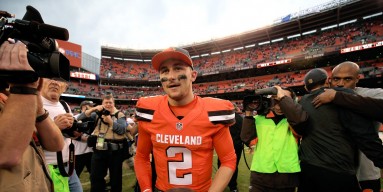  Quarterback Johnny Manziel #2 of the Cleveland Browns walks off the field after defeating the San Francisco 49ers 24-10 at FirstEnergy Stadium on December 13, 2015 in Cleveland, Ohio. 