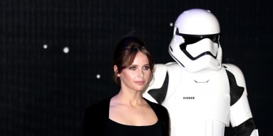 Felicity Jones attends the European Premiere of 'Star Wars: The Force Awakens' at Leicester Square on December 16, 2015 in London, England. 