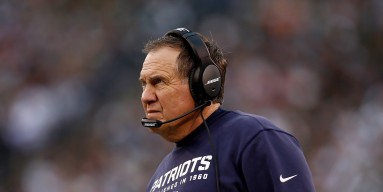  Head coach Bill Belichick of the New England Patriots looks on against the New York Jets during their game at MetLife Stadium on December 27, 2015 in East Rutherford, New Jersey.