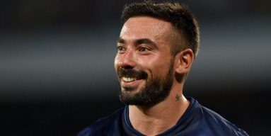 Ezequiel Lavezzi of Paris Saint Germain smiles after the pre-season friendly match between SSC Napoli and Paris Saint-Germain FC at Stadio San Paolo on August 11, 2014 in Naples, Italy. 