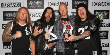 Machine Head with their Hall of Fame award during the Kerrang! Awards at The Brewery 