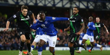 Romelu Lukaku of Everton in action during the Barclays Premier League match between Everton and Stoke City at Goodison Park on December 28, 2015 in Liverpool, England. 