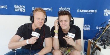  Julian Jordan (R) is interviewed by Ben Harvey (L) at the SiriusXM Music Lounge on March 26, 2014 in Miami Beach, Florida.