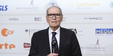 Ennio Morricone poses with his award for european film music at the European Film Awards 2013 on December 7, 2013 in Berlin, Germany. 