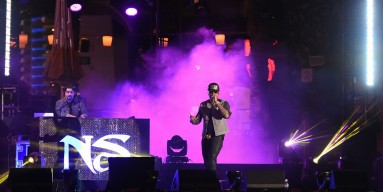 DJ Green Lantern (L) and rapper Nas perform at The Boulevard Pool at The Cosmopolitan of Las Vegas on October 17, 2014 in Las Vegas, Nevada.