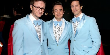 Akiva Schaffer, Andy Samberg, and Jorma Taccone of Lonely Island attends the 87th Annual Academy Awards at Dolby Theatre on February 22, 2015