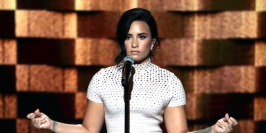 Demi Lovato performs on stage during the first day of the Democratic National Convention at the Wells Fargo Center, July 25, 2016 in Philadelphia, Pennsylvania