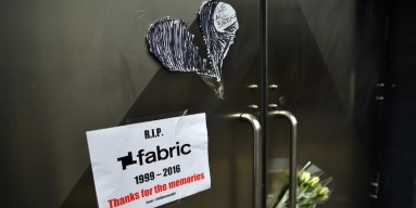 Flowers and a message are left outside Fabric nightclub following the announcement of its closure on September 7, 2016 in London, England