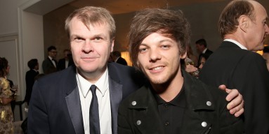 Rob Stringer and singer Louis Tomlinson attend Sony Music Entertainment 2016 Post-Grammy Reception at Hotel Bel Air on February 15, 2016 in Los Angeles, California