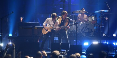 Matthew Followill and Caleb Followill of Kings of Leon perform on stage at the MTV Europe Music Awards 2016 on November 6, 2016 in Rotterdam, Netherlands