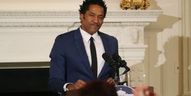 Q-Tip recites a poem during the President's Committee on the Arts and the Humanities poetry reading at the White House, September 8, 2016 in Washington, DC