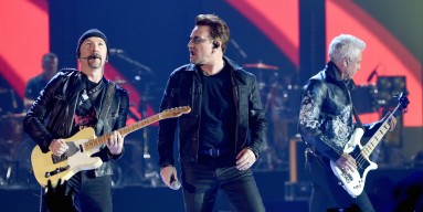The Edge, Bono and Adam Clayton of U2 perform onstage at the 2016 iHeartRadio Music Festival at T-Mobile Arena on September 23, 2016 in Las Vegas, Nevada