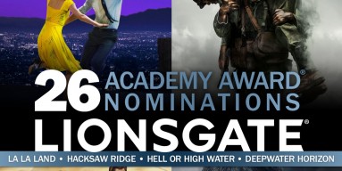 Lionsgate receives 26 Academy Award nominations, including 3 Best Picture Nominees