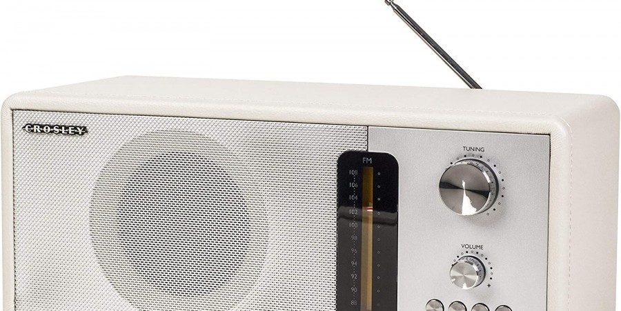 Crosley CR3037A-WS Harmony Modern Bluetooth FM Tabletop Radio, White Sand