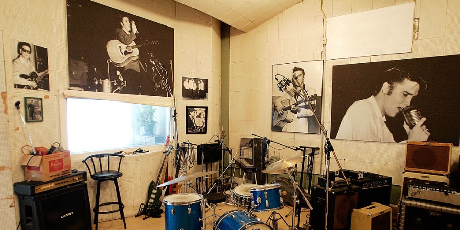 The interior of the Sun Studios is seen during Elvis Week 2005 August 13, 2005 in Memphis, Tenn. Sun Studios are famous by the fact that Elvis made his first recordings early in 1950s there. The microphone is original to the studio and was used by Elvis. 